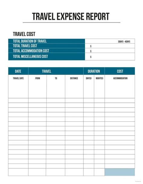 Free Printable Travel Expense Form